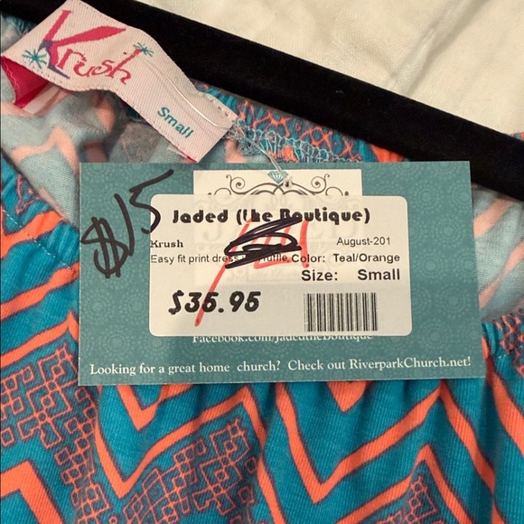 Krush Zigzag Off-Shoulder Tunic - Teal & Coral - Picture 4 of 4